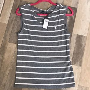 NWT- RALPH LAUREN POLO SLEEVELESS GRAY TOP- L